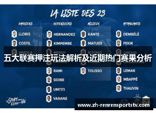 五大联赛押注玩法解析及近期热门赛果分析